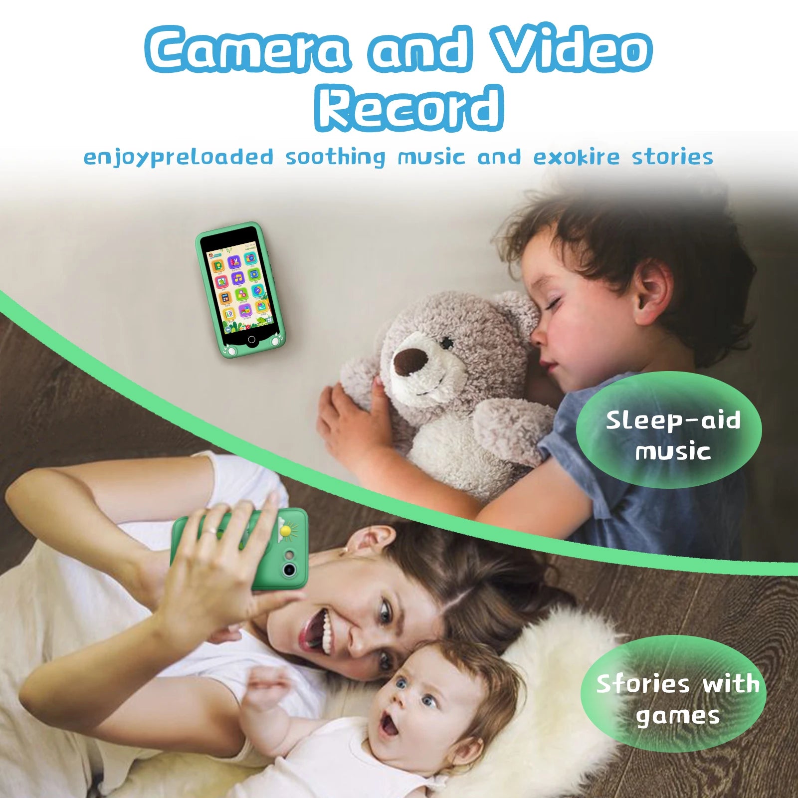 Kids' 3.97-inch Touch Screen Toddler Smart Phone Learning Toy, with Educational Games, High Capacity Children's Phone,Toy Phone
