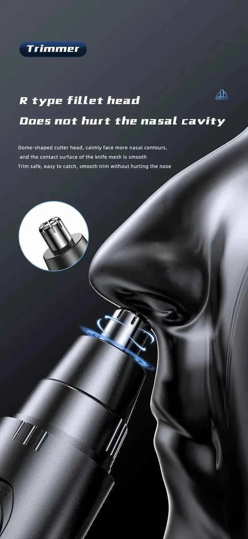 1 PCS Black Electric Nose Hair Trimmer Ear and Nose Hair Trimmer Professional Painless Nose Hair Trimmer For MenAnd Women
