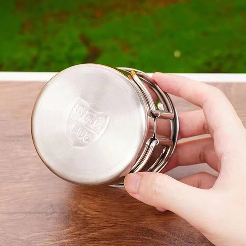 1Pc Stainless Steel Folding Portable CarabinerOutdoor Handle Cup Camping Cups for Home Outdoor Camping Accessories