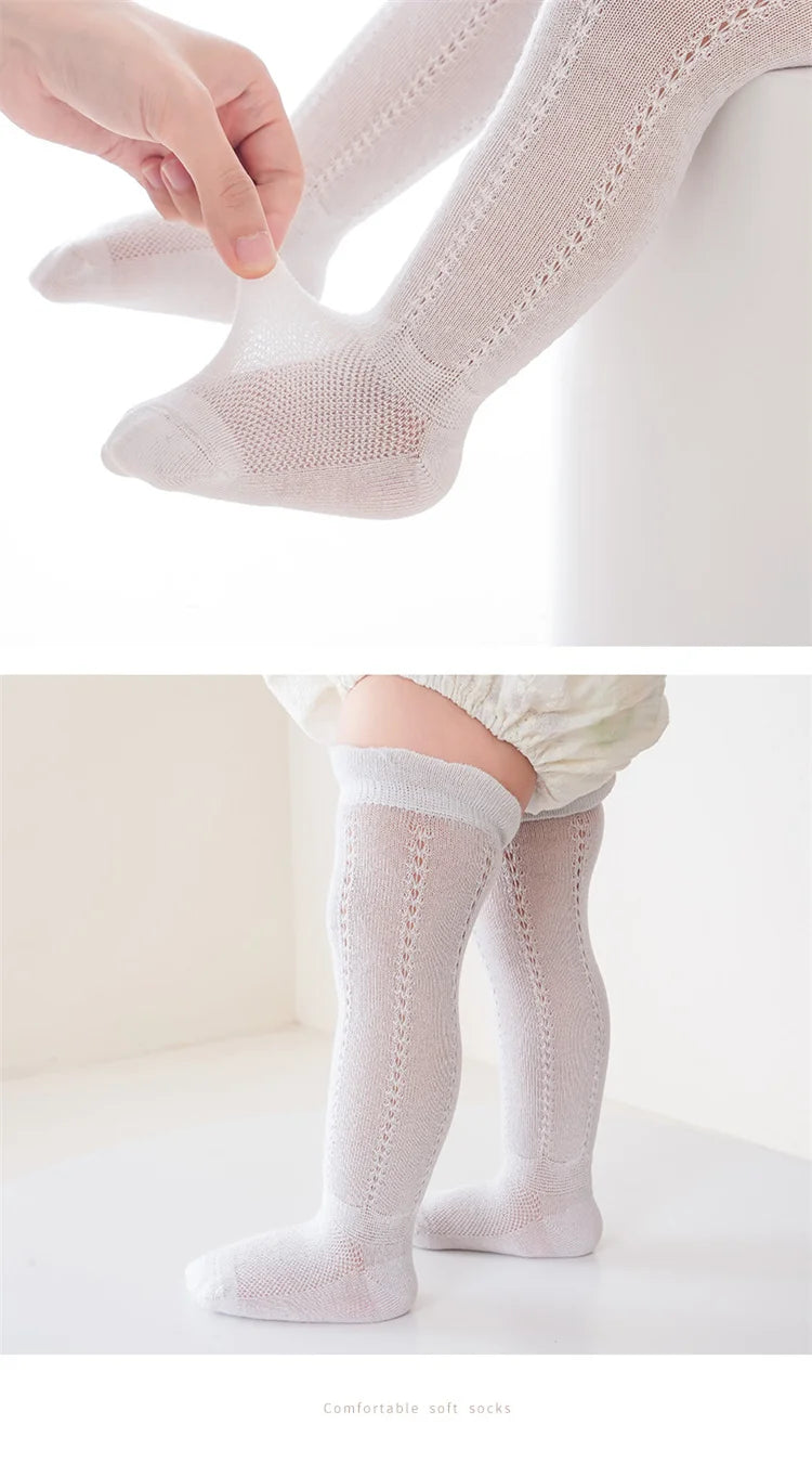Baby Hollow Out Long Socks Breathable Mesh Cotton Boneless Knee High Sock Summer Thin Newborn Socks For Girls Boys 0-2Years Old