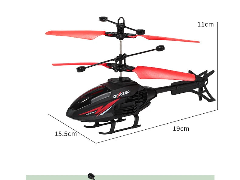 RC Helicopter 2CH Induction Remote Control Floating Airplane Gesture Control Aircraft Suspension Quadcopter with LED Kid Gift