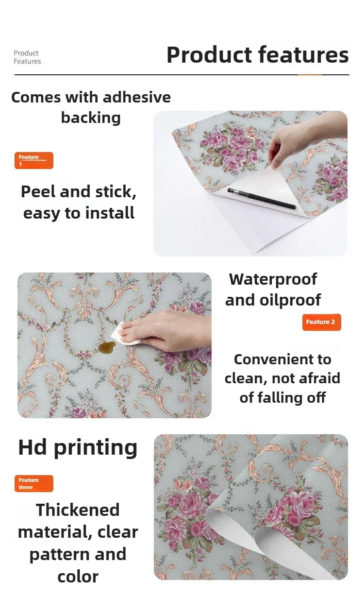 Home Decor Retro Floral Wallpaper Renovation of Bedroom and Living Room Decorative Walls