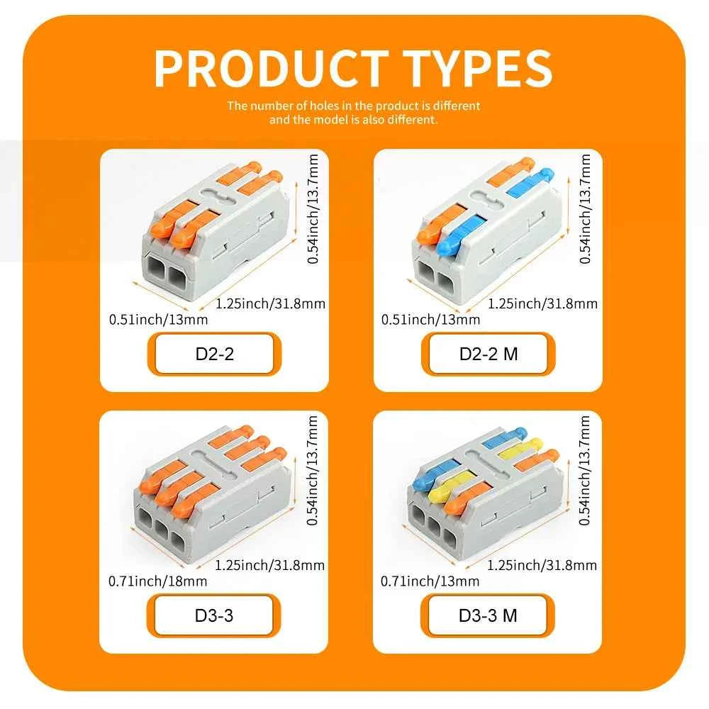 10/50 PCS Universal Compact Mini Fast Wire Connectors Lever Nut Crimp Splitter Electrical Conductors Push-in Home Terminal Block