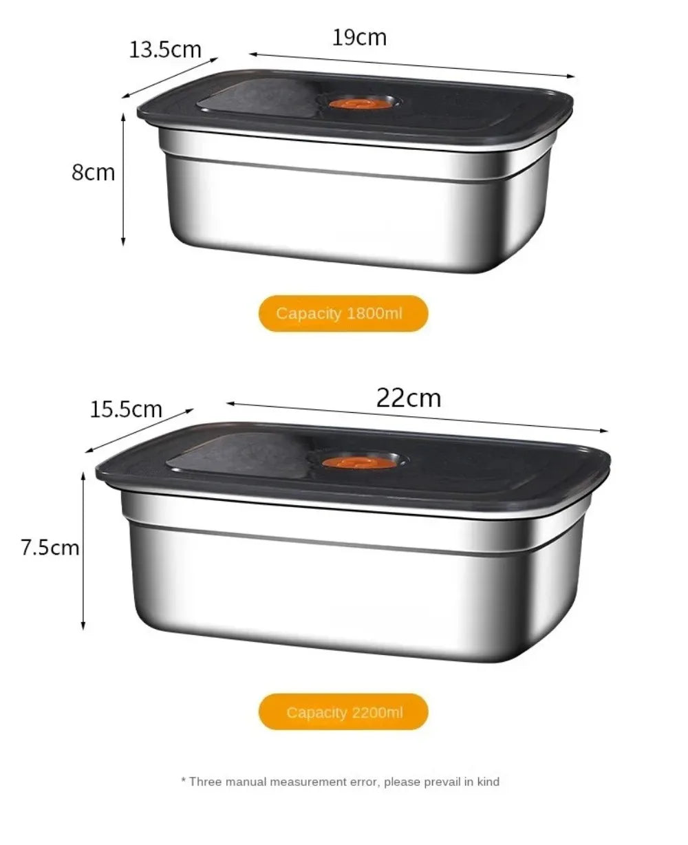 Stainless Steel Camping Lunch Box Large Capacity Refrigerator Freezer Storage Box Sealed Microwave Suitable Leak-proof Box