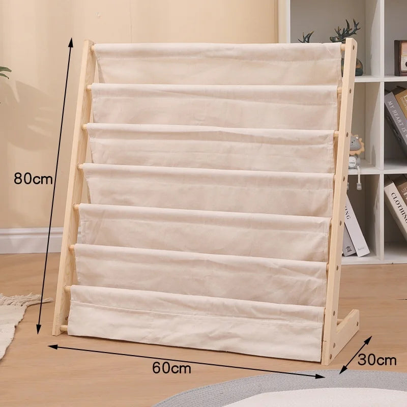 Home Multitier Solid Wood Reading Bookshelf Removable Floor Storage Bookshelf Children's Picture Book Organizer Storage Bookcase
