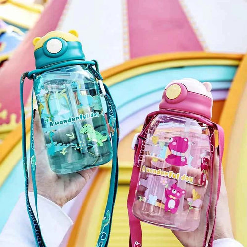 1PC Kids Water Sippy Cup Kids Water Bottle with Straw and Handle Portable Drinking Bottle Cup Children