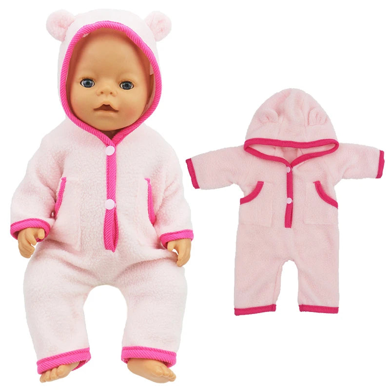 18 Inch Baby Doll Winter Clothes Set Crochet Sweater Scarf Hat Gloves New Year Apparel for 43 Cm Girl Dolls