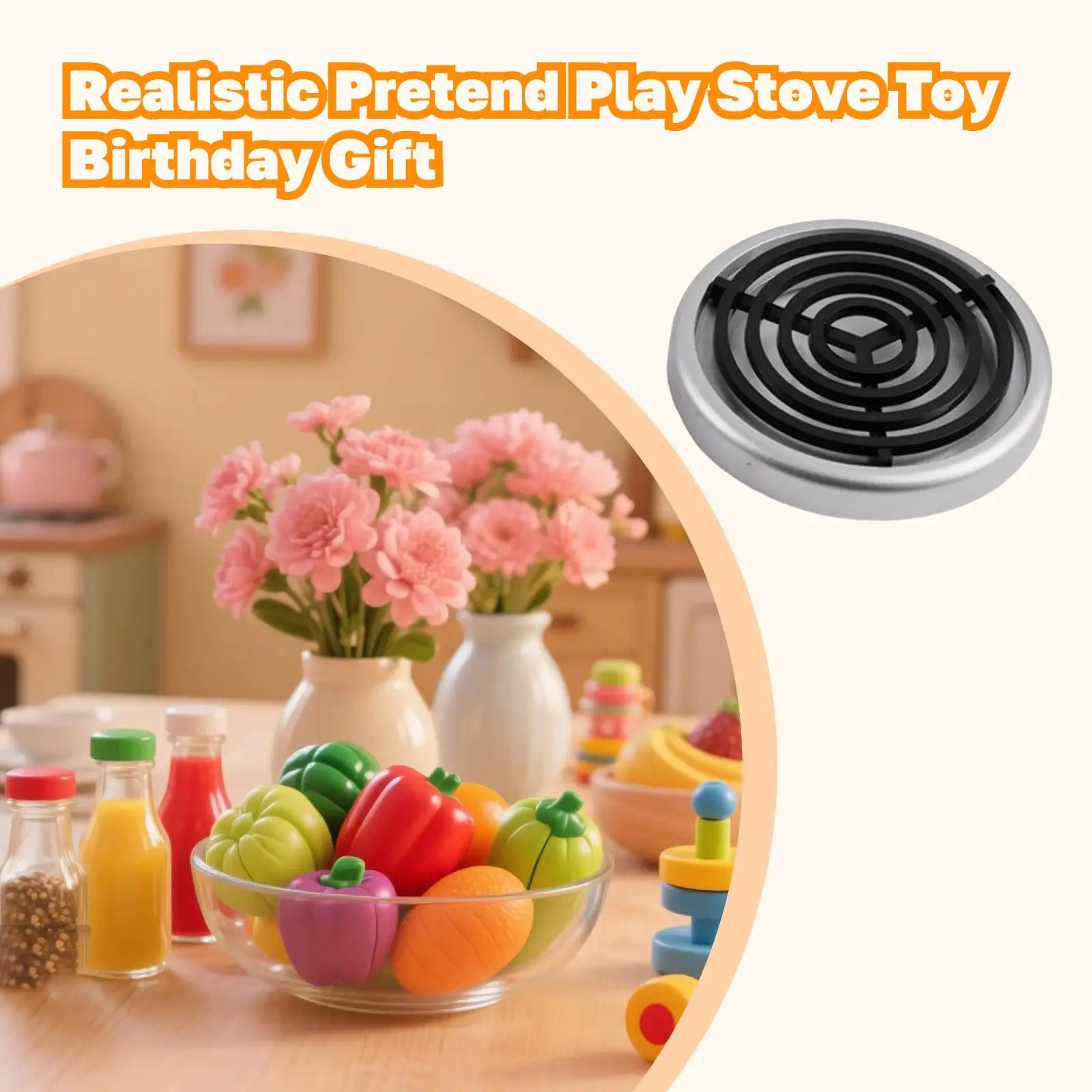 Kids Kitchen Stove Toy, Birthday Gift, Simulated Fun Role Playing, Elegant Mini Stove Play, Pretend Play Kitchen Toy Children