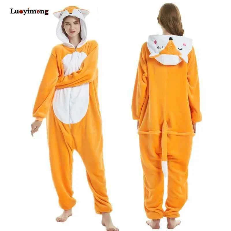 Adults Animal Onesies Unicorn Pajamas Couple Sleepwear Women Men Winter Unisex Kigurumi Costumes Cartoon Flannel Rabbit Pajamas