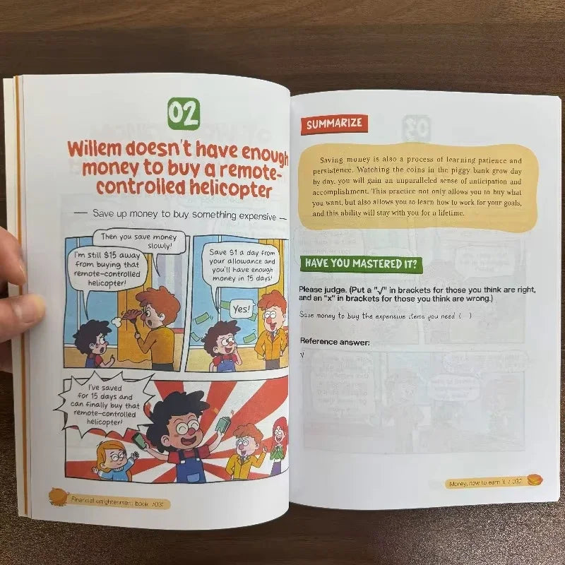 Kids Financial Literacy Book, Children's Comic Style Money Learning Book, All-in-One Money Dictionary for Kids  English Book