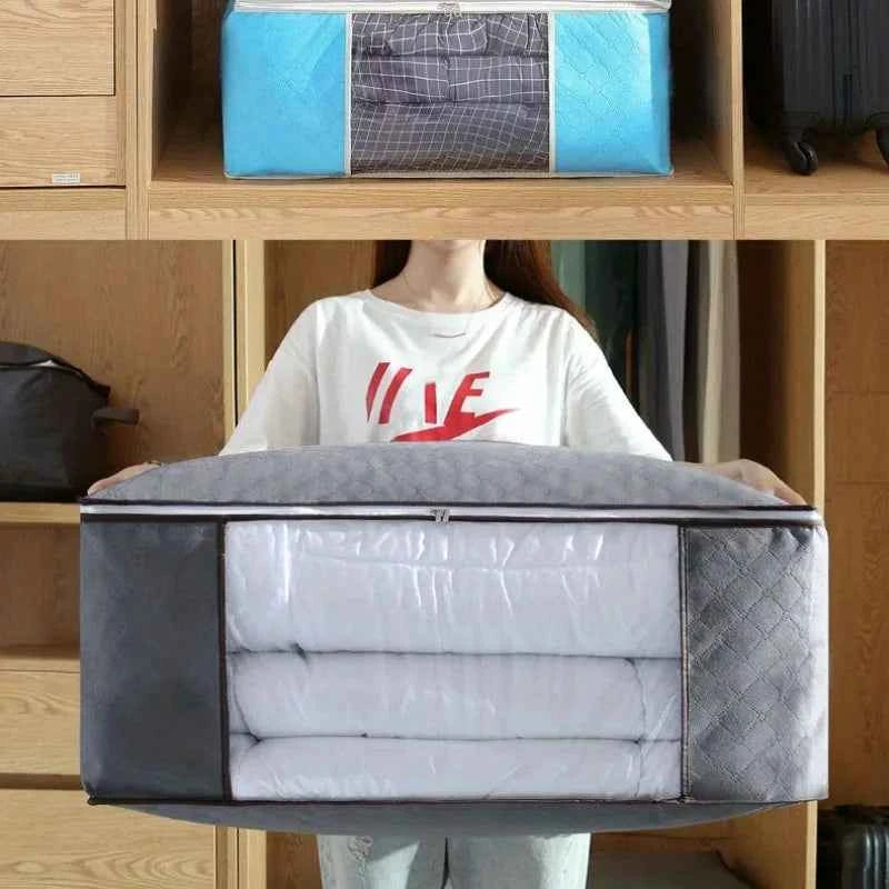 Extra Large Handle Storage Bag - Portable Clothing and Quilt Organizing Bag with Window, Durable Polyester Material, Suitable fo