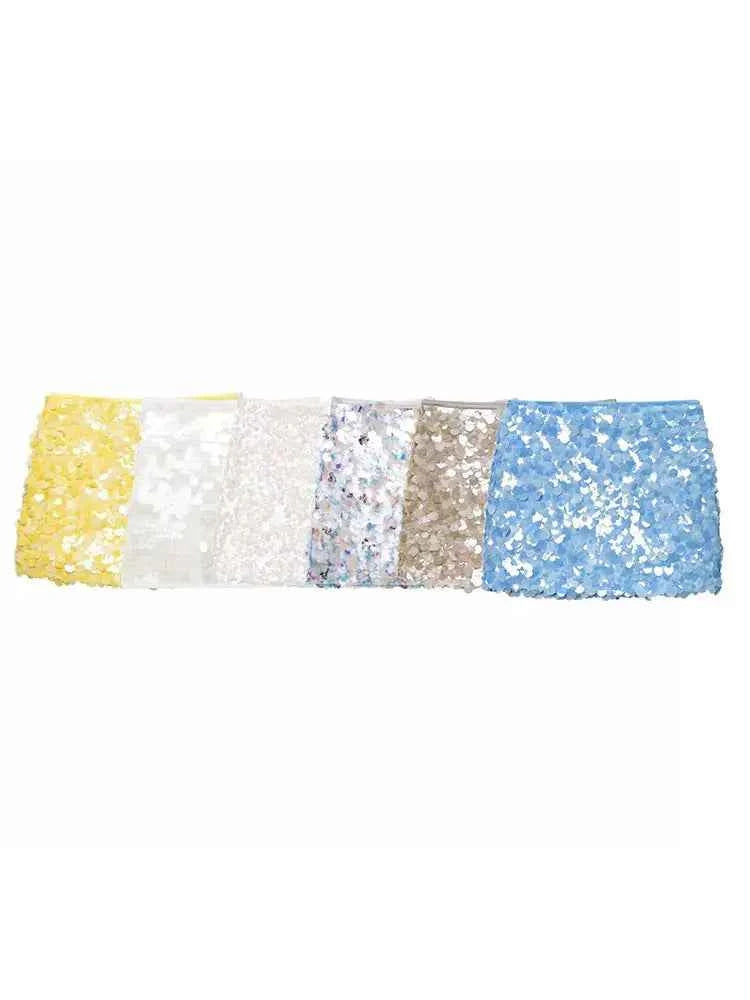 Sexy Woman Sequins Skirt High Waist Versatile Slim Mini Slim Skirts Zipper 2025 Summer Beach Style Women's New Skirt Y2K