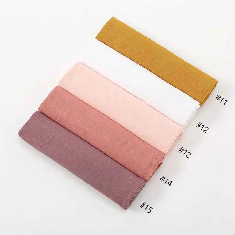 New Muslim Hijabs for Women Scarf Thin Plain Shawls Femme Musulman Soft Viscose Rayon Headscarf Islamic Turban Headband 190x85cm