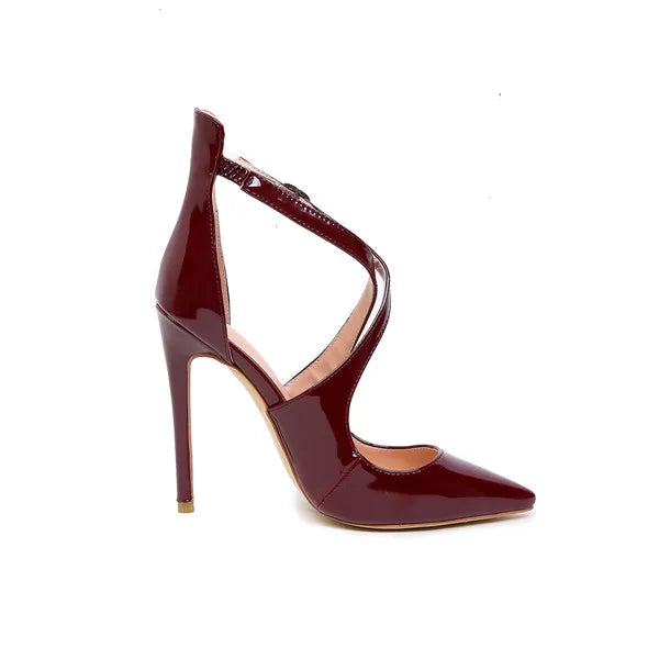 2025 New Baotou Buckle Stiletto High Heels European and American Lacquer Cross Strap Roman Cool Boots Large Size 33-46