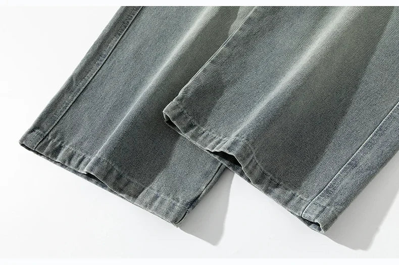 2026 New Wide Leg Washing Jean Pants Men Trousers Neutral Solid Color Loose Casual Fashion Pocket Cargo Pants Big Size 8XL