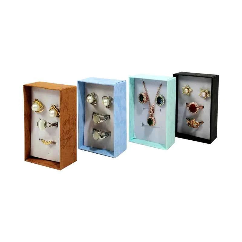 12pcs/lot Assorted Colors Ring Necklace Set Box Trinket Box Necklace Case Earrings Holder 5*8 Packaging Gift Box
