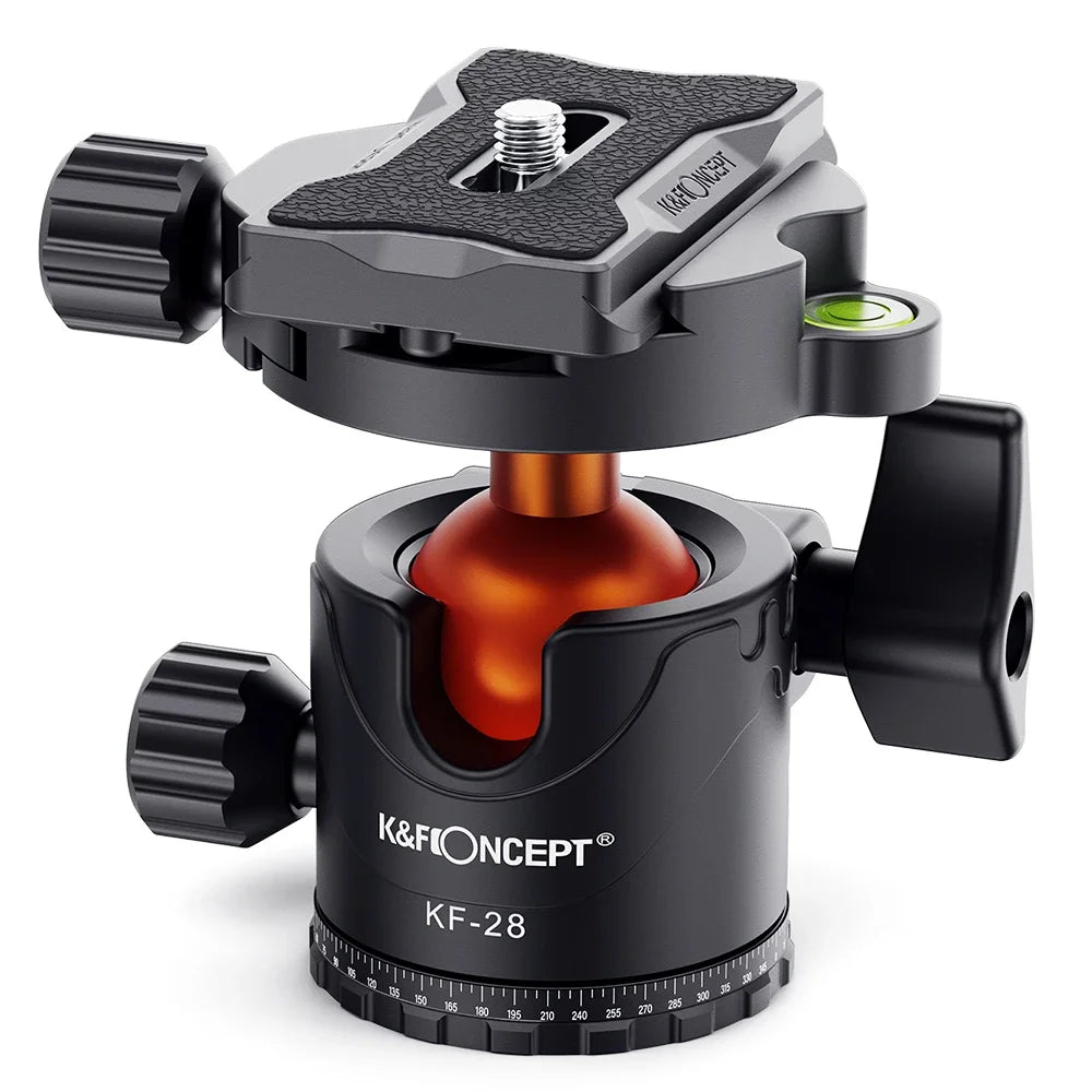 K&F CONCEPT Professional Tripod Ball Head 360° Rotation Panoramic 1/4" to 3/8" Srew Adapters BallHead for Tripod Monopod Camera