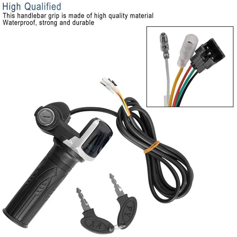Throttle Grip E-bike Handlebar with Lock Ebike 36V 48V 60V Electric Bicycle Scooter Accelerator Power Indicator Key LED Display