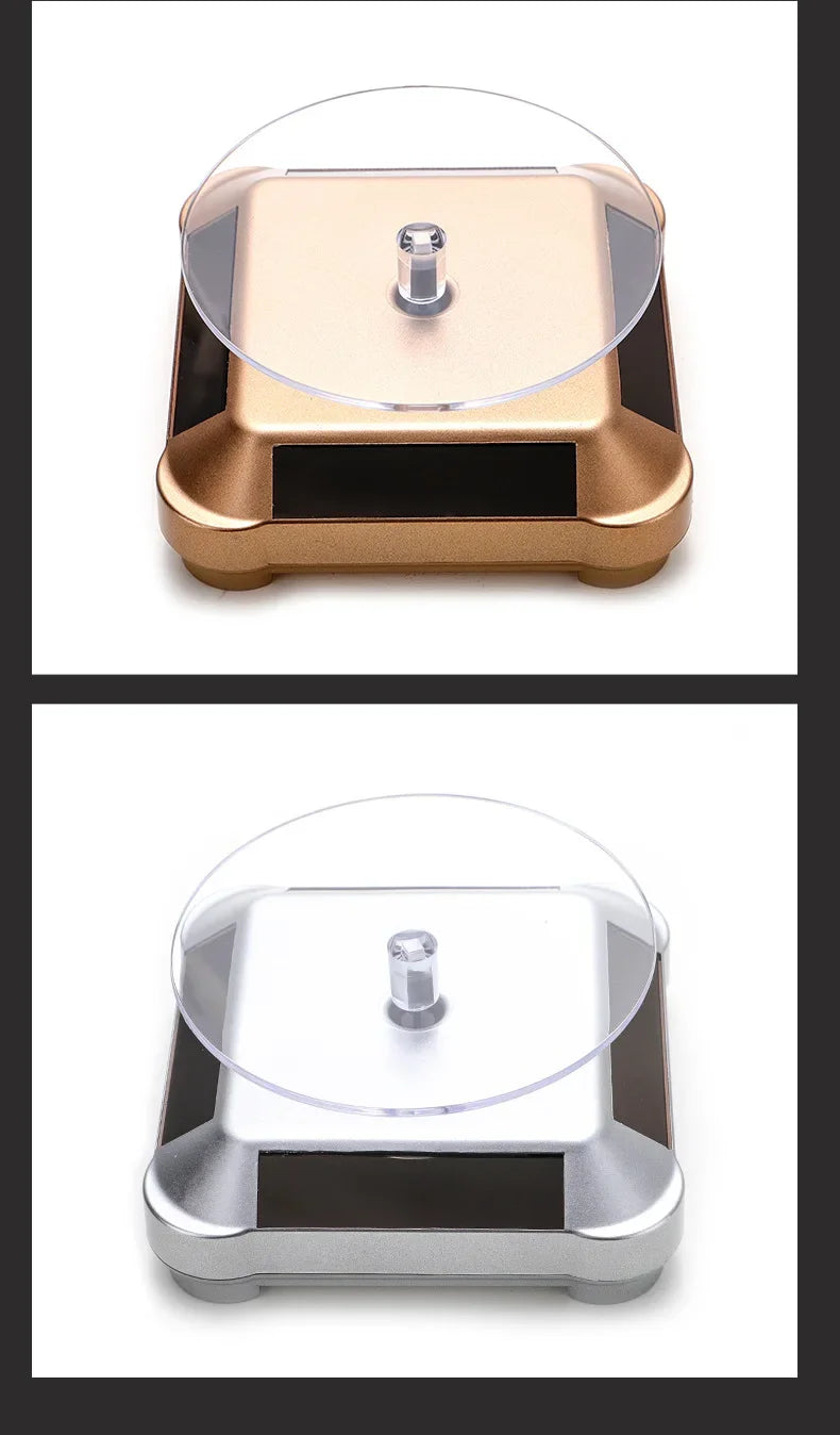 Solar Showcase 360 Automatic Rotating Turntable Jewelry Organizer Jade Ware Necklace Bracelet Watch Phone Display Stand