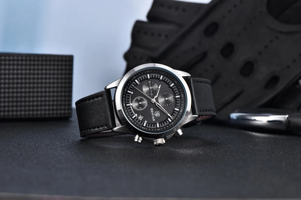 BENYAR Men's Watches Luxury Quartz Wristwatches Chronograph Watch Men Gifts Waterproof Stainless Steel Clock Reloj Hombre 2025