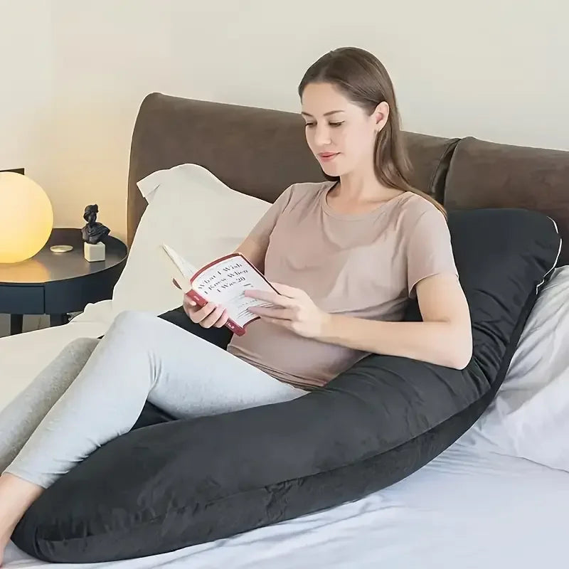 Soft Fleece U-Shaped Pregnancy Pillow - Multi-Function Maternity Body Pillow with Lumbar & Abdominal Support for Side Sleeping