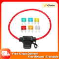 12V Car Automotive In-Line Mini Blade Fuse Holder Fuses with Splashproof Casing with 6 Fuses 5A 10A 15A 20A 25A 30A