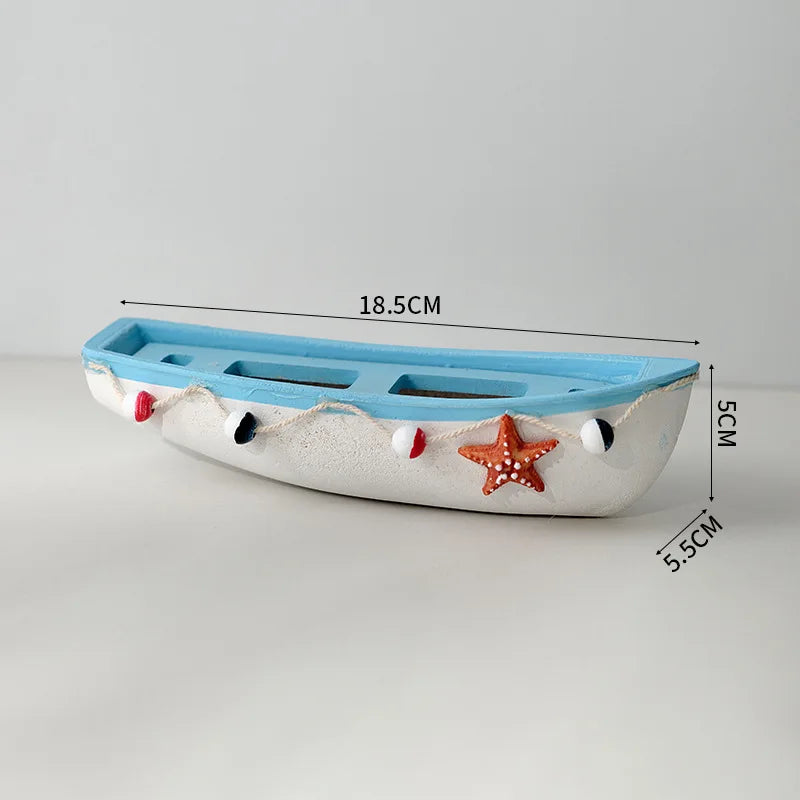 Mediterranean Wooden Boat Ornament Crafts Children's Room Office Home Decoration Wooden Sea Theme Home Decor