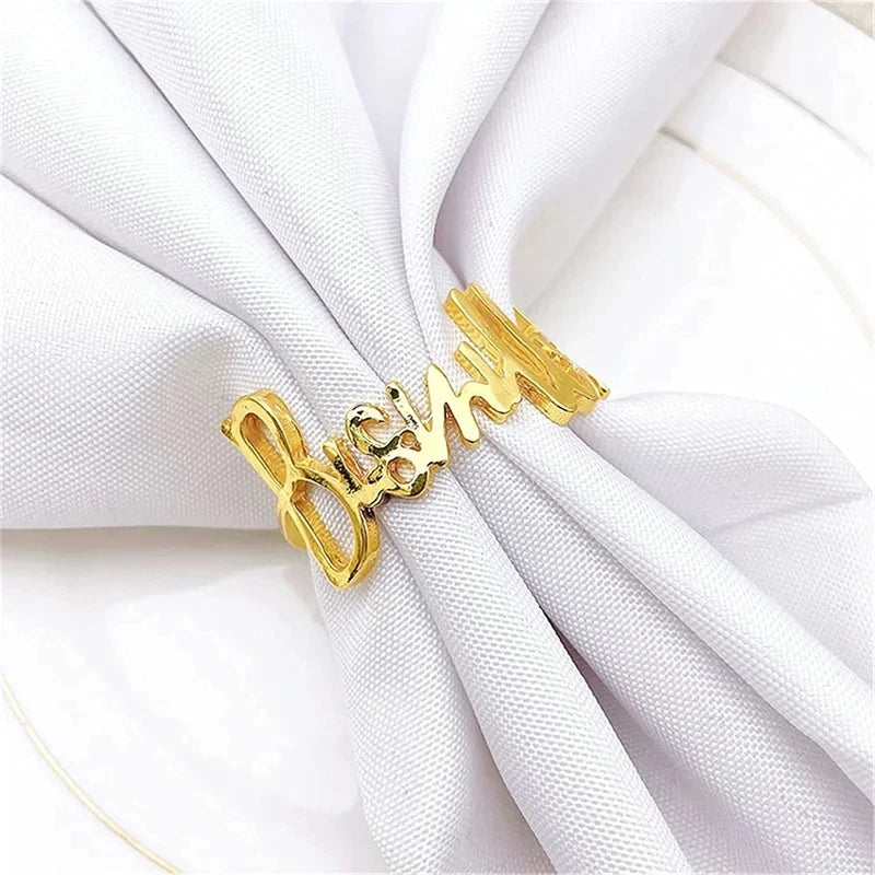6Pcs Bismillah Napkin Rings Eid Mubarak Muslim Islamic Ramadan Kareem Alloy Napkin Buckle Wedding Dinner Table Decorations