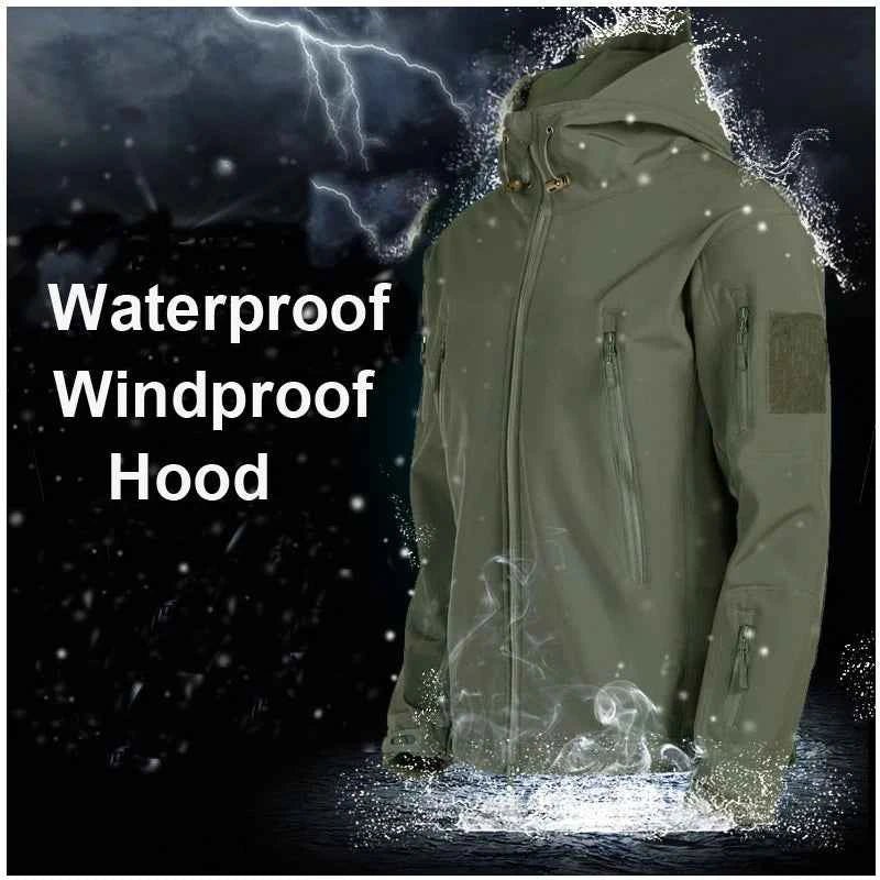Winter Autumn Tactical Jackets Elastic Men Fleece Waterproof Suits Fishing Warm Hiking Camping Tracksuits Set Hood Coat S-5XL
