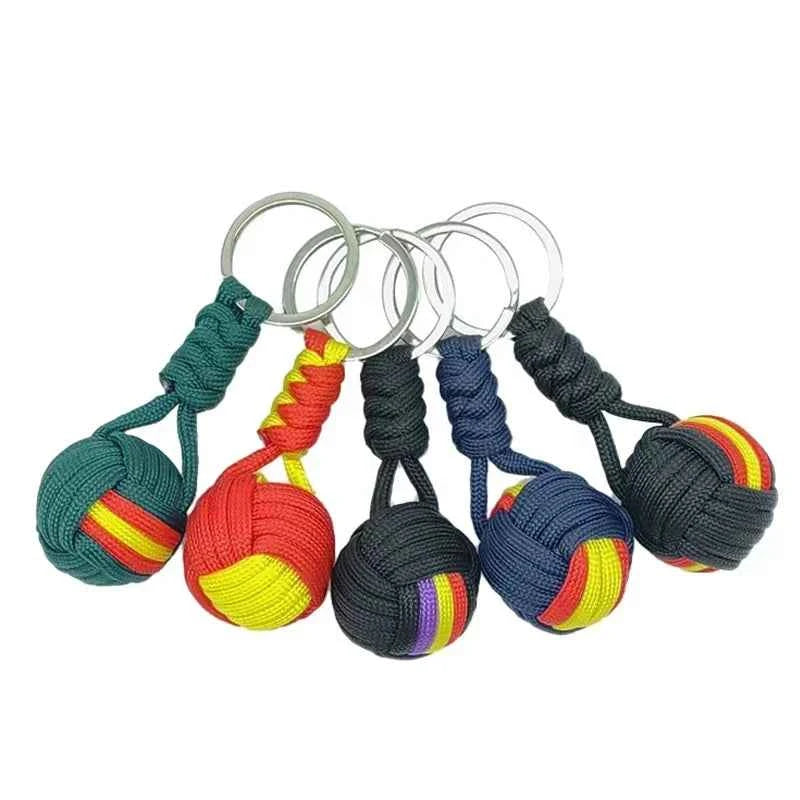 Militar Parachute Woven Rope Ball Portable Chaveiro Lanyard Key Ring Monkey Fist Key Chains, Outdoors Survival Tool Jewelry