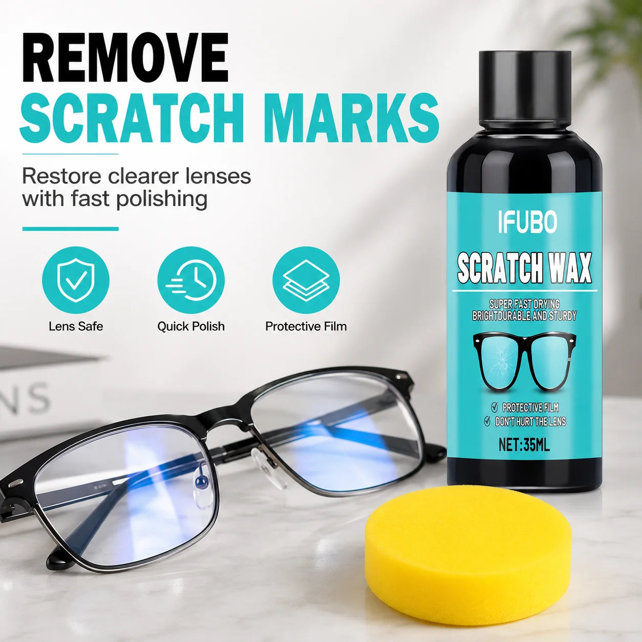 Eyeglass Scratch Repair CreamEyeglass Lens and Frame Scratch Polish, Lens Scratch Polishing, Buffing, Suitable for Minor Scratch