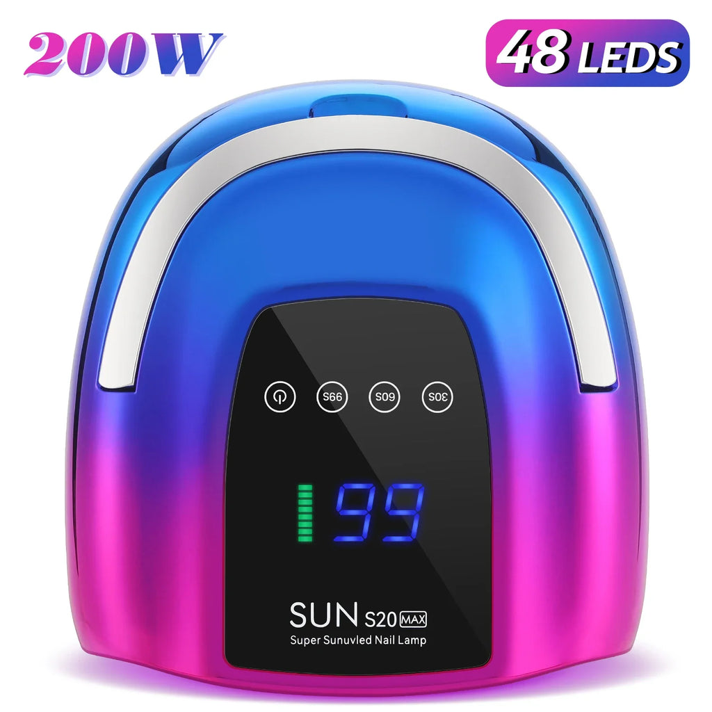 200W UV Nail Lamp 48 LEDs Nail Dryer Machine with LCD Screen Rechargeable Manicure Lamp for Curing All Nails Gel Nail Art Tools