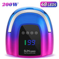 200W UV Nail Lamp 48 LEDs Nail Dryer Machine with LCD Screen Rechargeable Manicure Lamp for Curing All Nails Gel Nail Art Tools