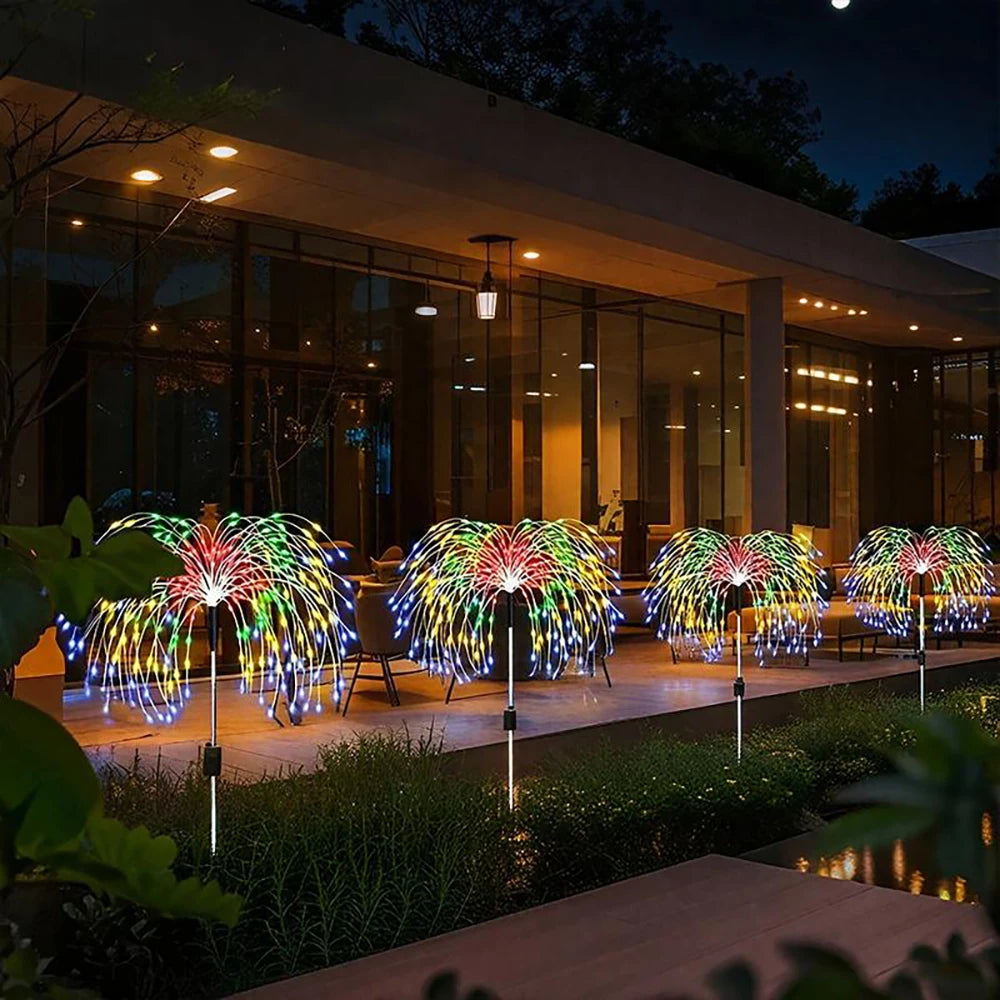 Solar Fireworks Lights ,Outdoor Waterproof Solar Garden Lights ,8 Lighting Modes Solar Lamp for Christmas Wedding Yard Decor