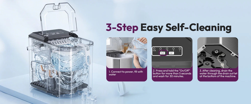 LOEFME 12kg/24h Electric Ice Maker Machine Bullet Ice 6 Mins 9pcs Ice Cubes Self-Cleaning Ice Maker for Home Cafes Camping Party