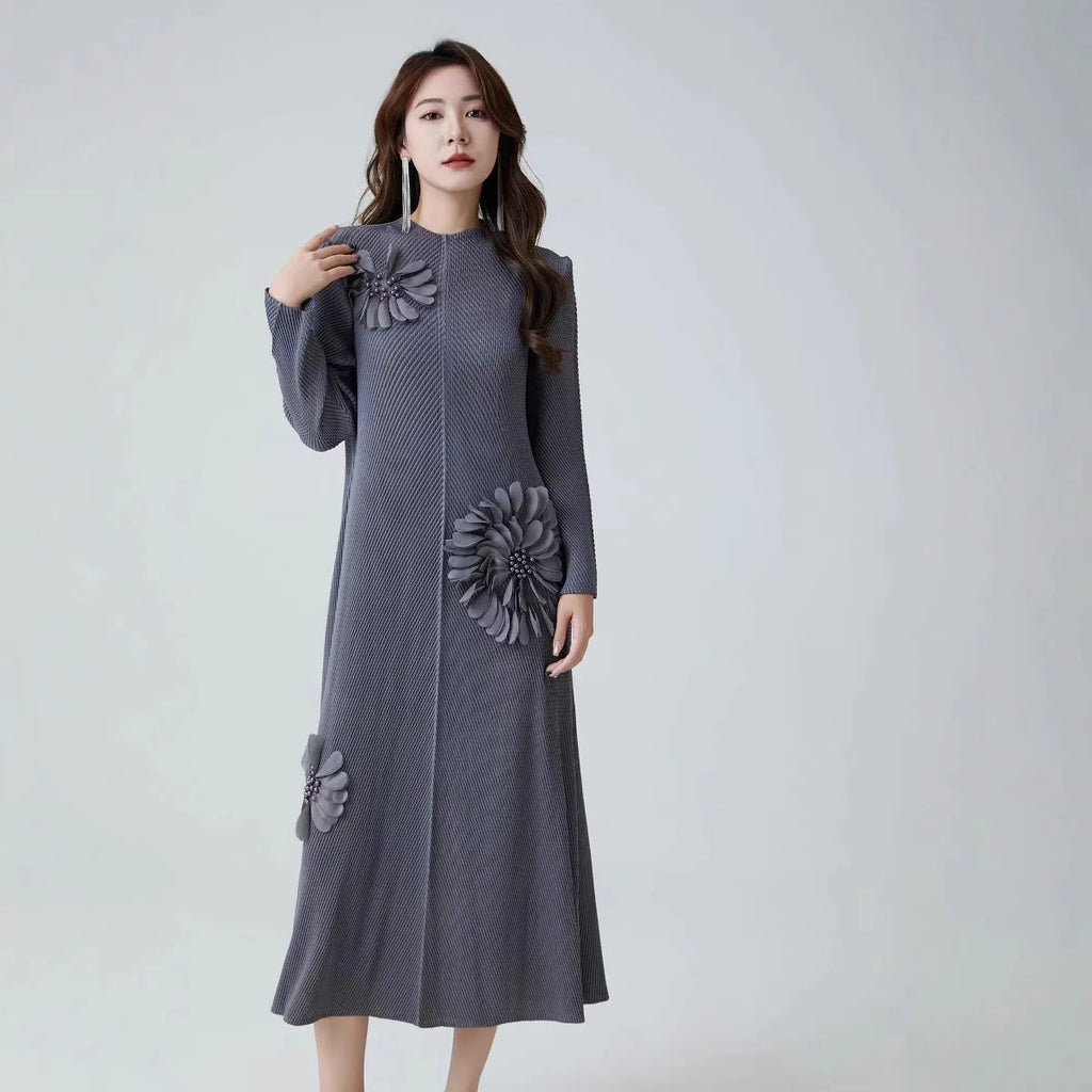 Directly From The Manufacturer Spring New Design Three-dimensional Printing Pleated Dress Foreign Style Fashion Dresses Women