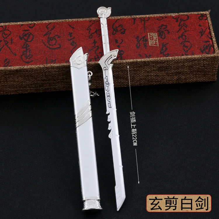 22cm Metal Sword machete Blade Espadas Manga Anime Keychain Toy Ancient Chinese Weapons Pendant Decoration Ornament Accessories