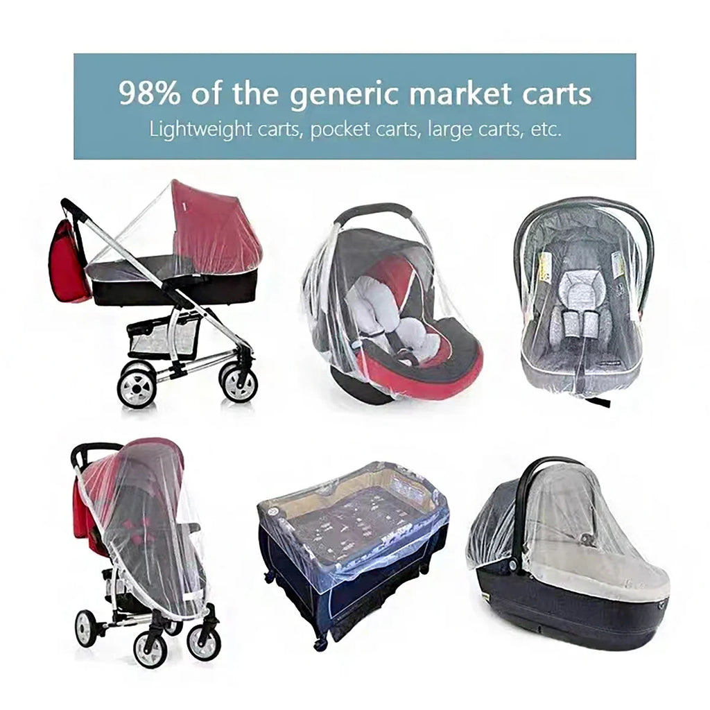 Baby Stroller 360 ° Full-Cover Mosquito Net for Baby Strollers; Universal Encrypted Anti-Mosquito Net for Strollers; Portable Insect-Proof and Light-Blocking Large Mosquito Protection Net Cover.