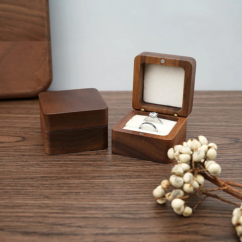 Multi-Layer Jewelry Organizer Box, Wooden Wedding Ring Case With Earring Storage & Gift Packaging