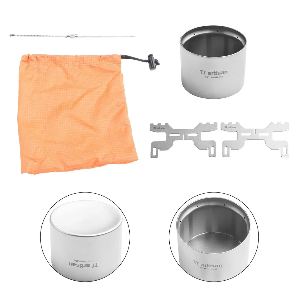 70ml Camping Titanium Alcohol Stove Lightweight Liquid For Furnace Titanium Alcohol Stove Outdoor Camping Accessories