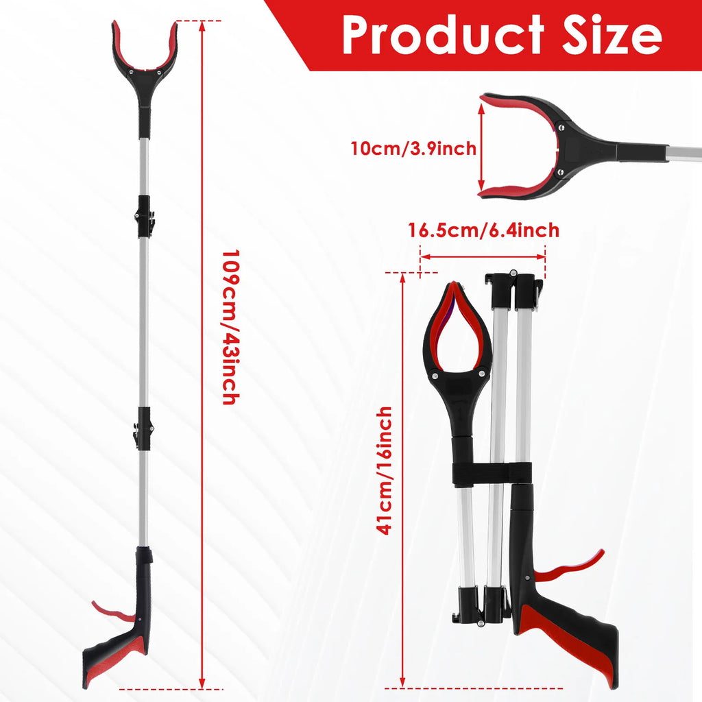 Foldable Gripper Extender Hand Tools Litter Reachers Picker Portable Collapsible Garbage Grabber Pick Up Tools with Non-Slip Jaw