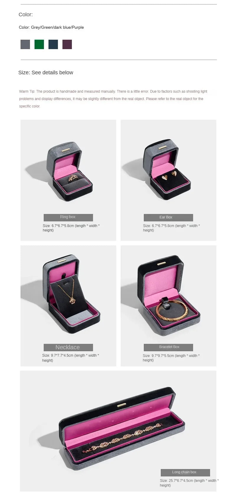 High Grade Retro Velvet Jewelry Organizer Box Ring Earrings Bracelet Necklace Storage Gift Jewelry Packaging Case