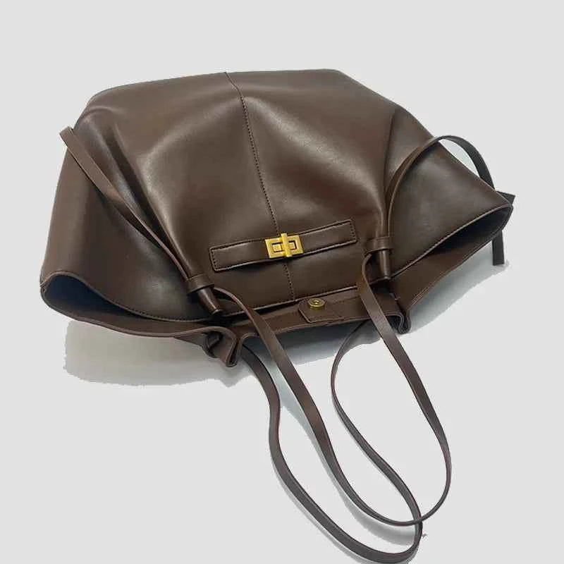 Fashion Large Capacity Trapeze Bag Designer Chic Lock Women Shoulder Bags Luxury Pu Leather Handbags Trend Underarm Bag 2025