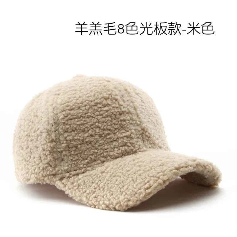 Autumn Winter Baseball Cap Women Artificial Lamb Wool Hats Keep Warm Cap Plush Baseball Caps Spring Baseball Cap Solid Sunshade