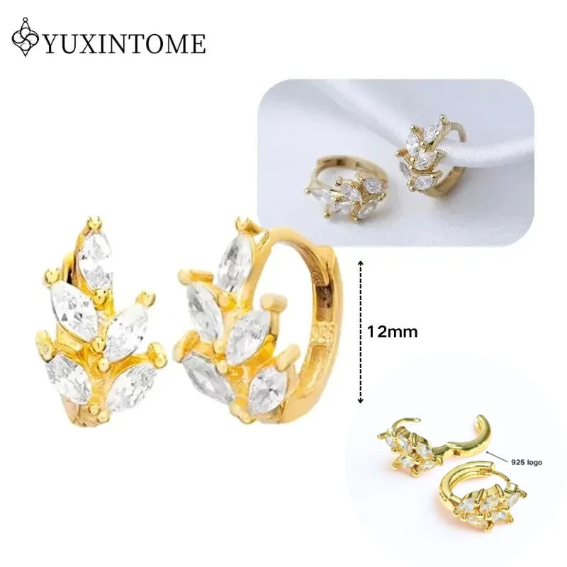 Women's 925 Sterling Silver Ear Needle Crystal Zircon Water Droplets Stud Hoop Gold Huggie Earrings Premium Luxury Party Jewelry