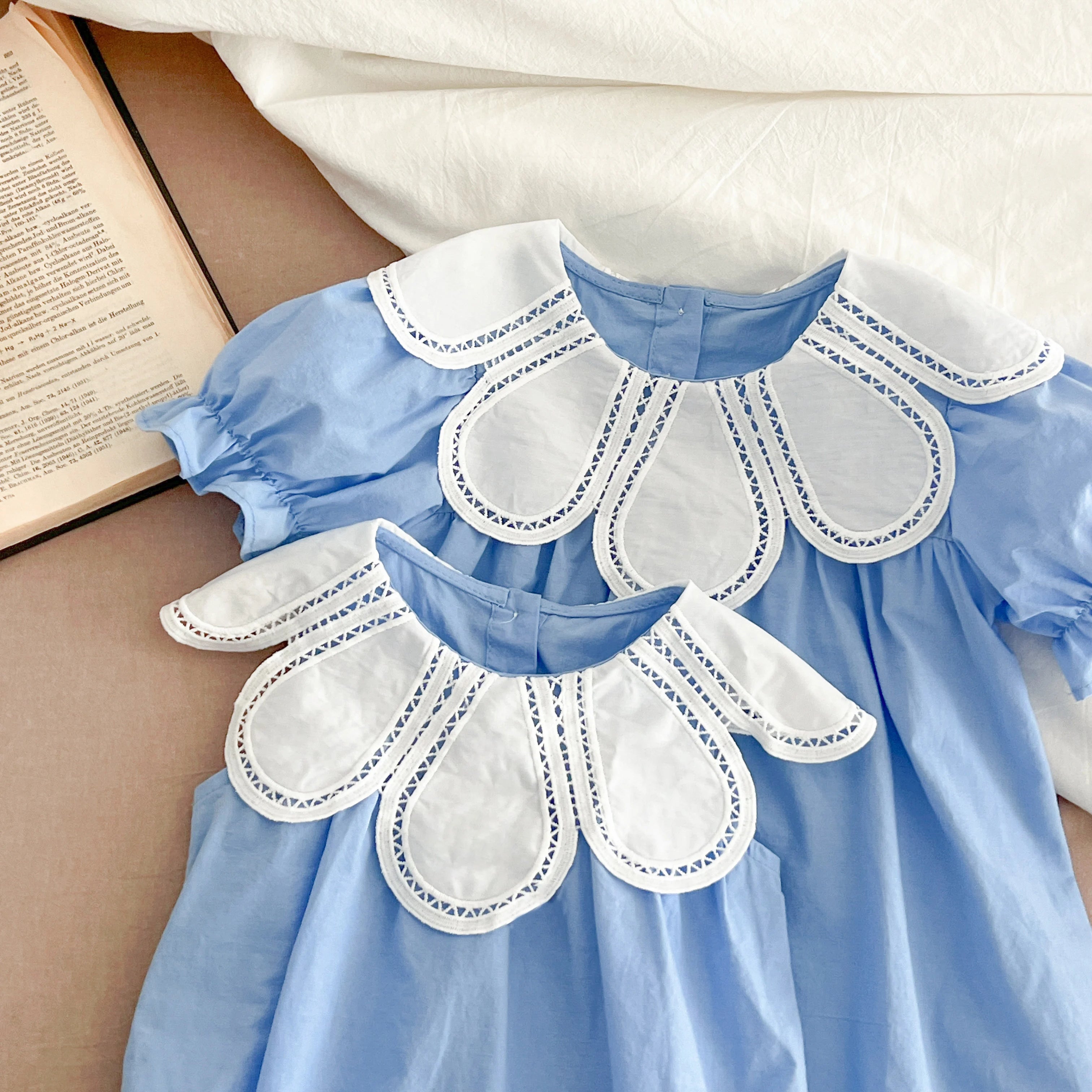 Baby Summer Dress 2-6Yrs Baby Girls Clothes Petal Collar Cotton New Toddler Girl Dresses Kids Girls Casual Soft Dress Princess