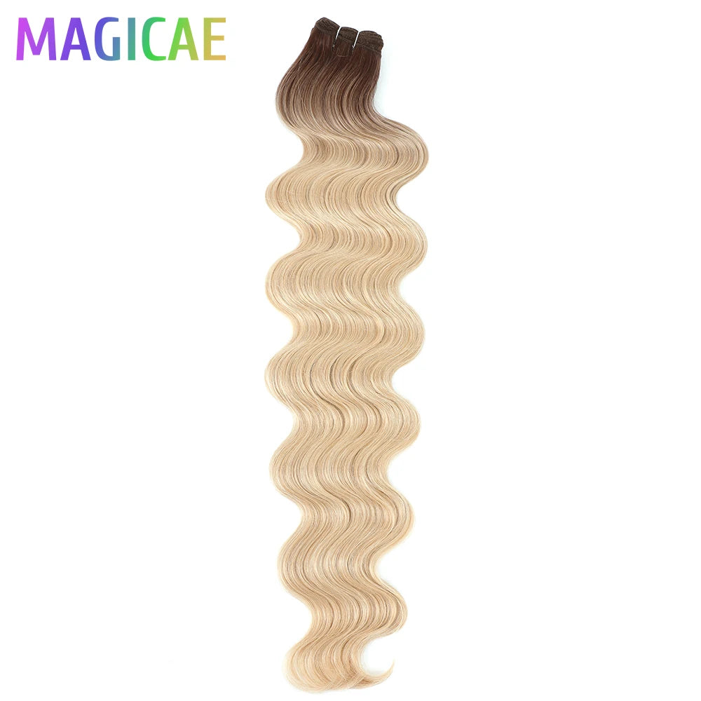 Magicae 30Inches 200G Piano Blonde SP12/16/613 Ombre Brown 6# Body Wave Bundles High Temperature Synthetic Hair Extensions