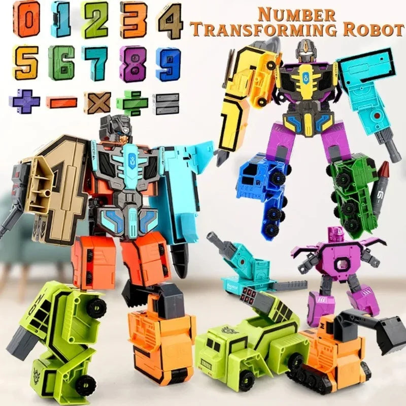 Kids Educational Deformation Toys: Digital Number Bots & Tank Warrior Transformation Robots