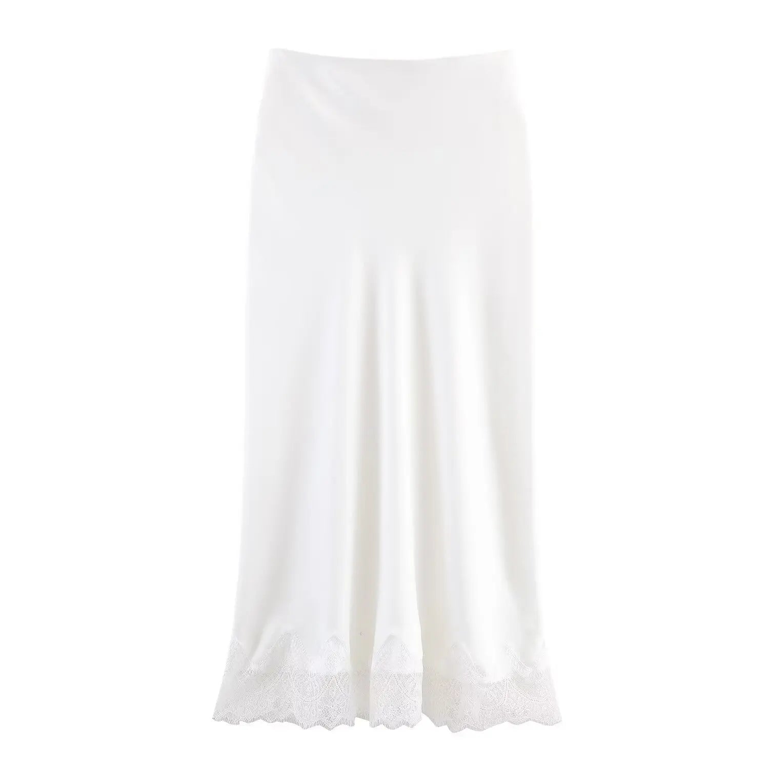 SAW Independent Station Sexy Lace Patchwork Satin Feel Mini Skirt Autumn Fashion Trendy Polyester Fiber Long A-Line Skirt