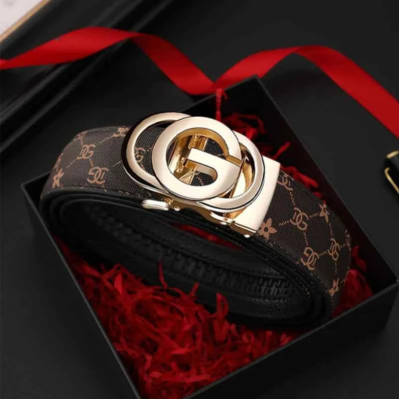 Men belt Genuine Leather Belt Metal Alloy Automatic Buckle Brand Luxury Design Waist Belts for Men Strap Male